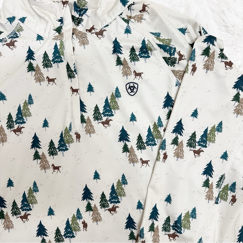 Ariat Womens Lowell 1/4 Zip Base Layer Long Sleeve Equestrian Print Size XL - Picture 3 of 9